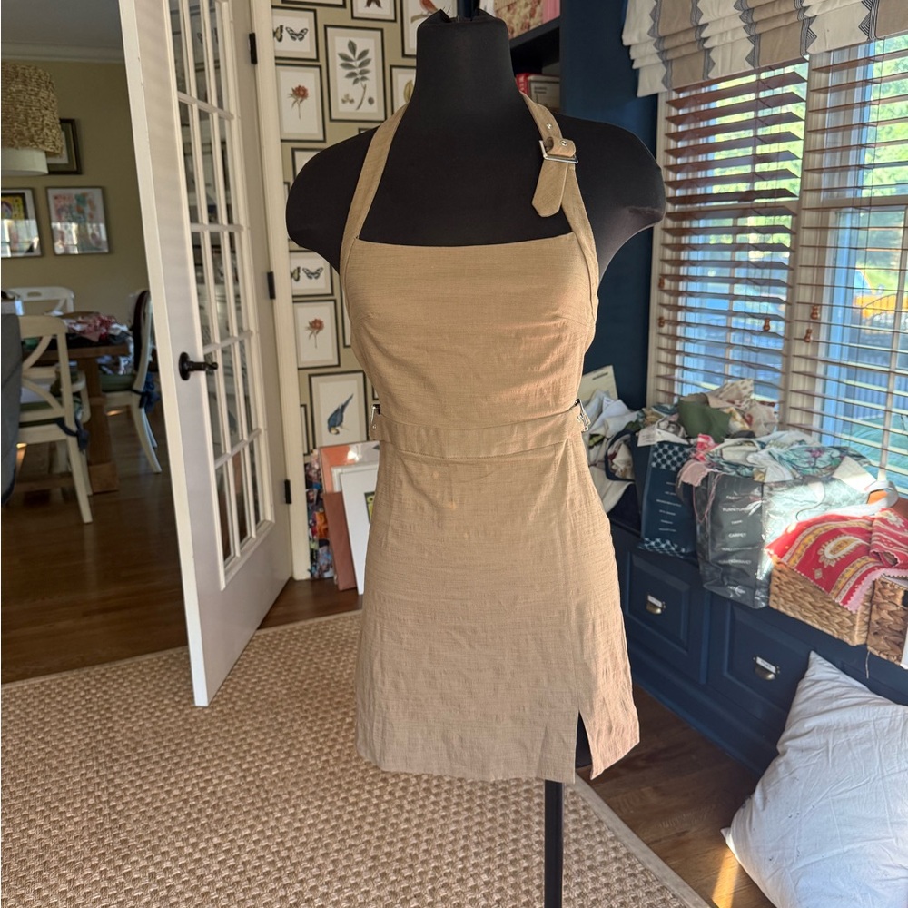Zara Tan Halter Mini Dress